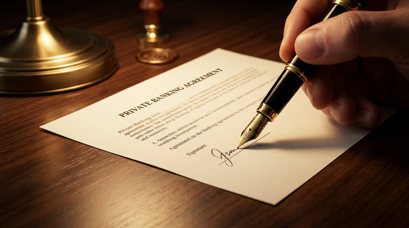 Fountain pen signing a contract